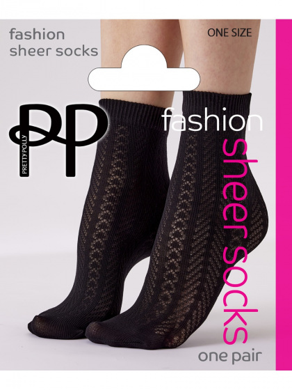 pretty polly Textured Sheer Socks - Black