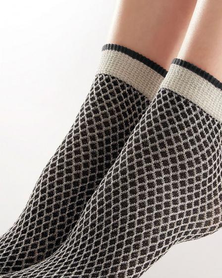 Pretty Polly Sparkle Net Effect Anklets - Black/Silver