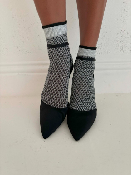 Pretty Polly Sparkle Net Effect Anklets - Black/Silver