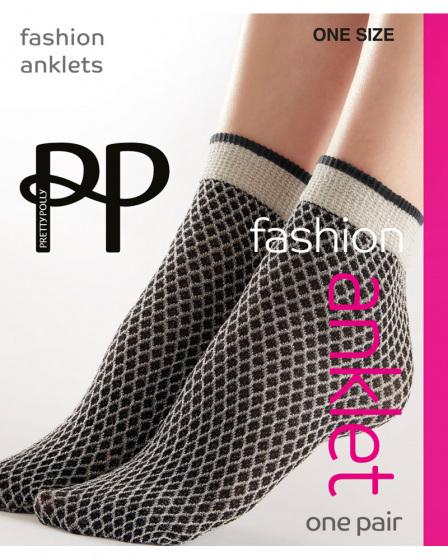 pretty polly Sparkle Net Effect Anklets - Black/Silver