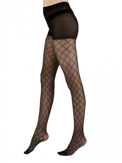 Pretty Polly Sparkly Diamond Mesh Tights - Black/Gold