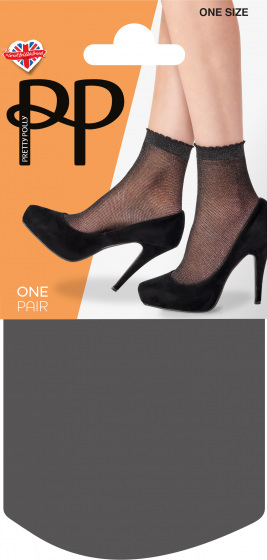 pretty polly Sparkly Mesh Fashion Anklets 1 Pair Pack - Black/Silver