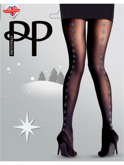pretty polly Sparkly Star Back Seam Tights - Black Mix