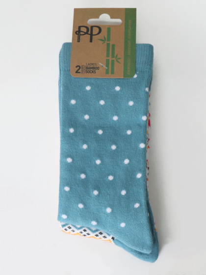 Pretty Polly Spot Fairisle Mix Bamboo Socks 2 Pair Pack
