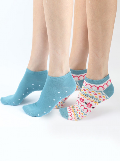 pretty polly Spot Fairisle Mix Bamboo Trainer Liners 2 Pair Pack