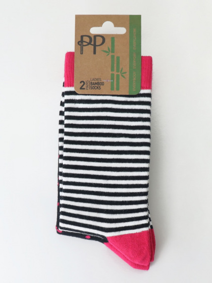 Pretty Polly Spot Stripe Mix Bamboo Socks 2 Pair Pack