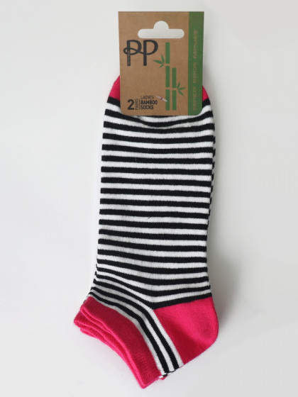 Pretty Polly Spot Stripe Mix Bamboo Trainer Liners 2 Pair Pack