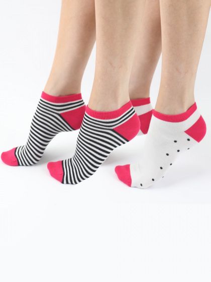 pretty polly Spot Stripe Mix Bamboo Trainer Liners 2 Pair Pack