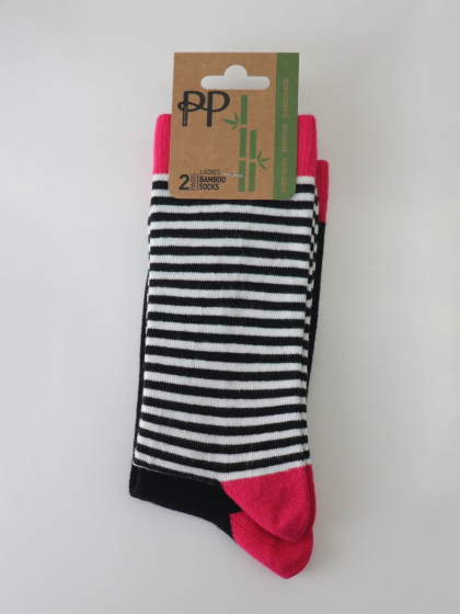 Pretty Polly Stripe Plain Mix Bamboo Socks 2 Pair Pack
