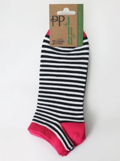 Pretty Polly Stripe Plain Mix Bamboo Trainer Liners 2 Pair Pack