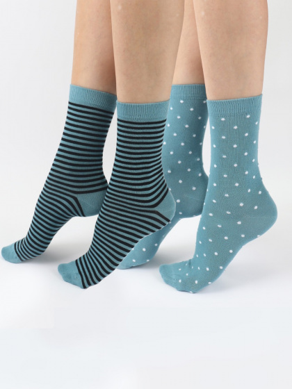 pretty polly Stripe Spot Mix Bamboo Socks 2 Pair Pack