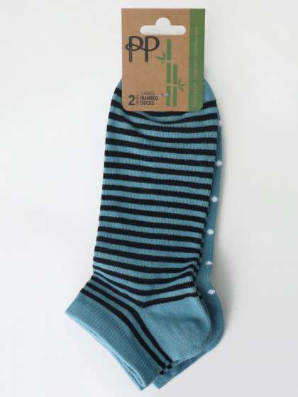 Pretty Polly Stripe Spot Mix Bamboo Trainer Liners 2 Pair Pack