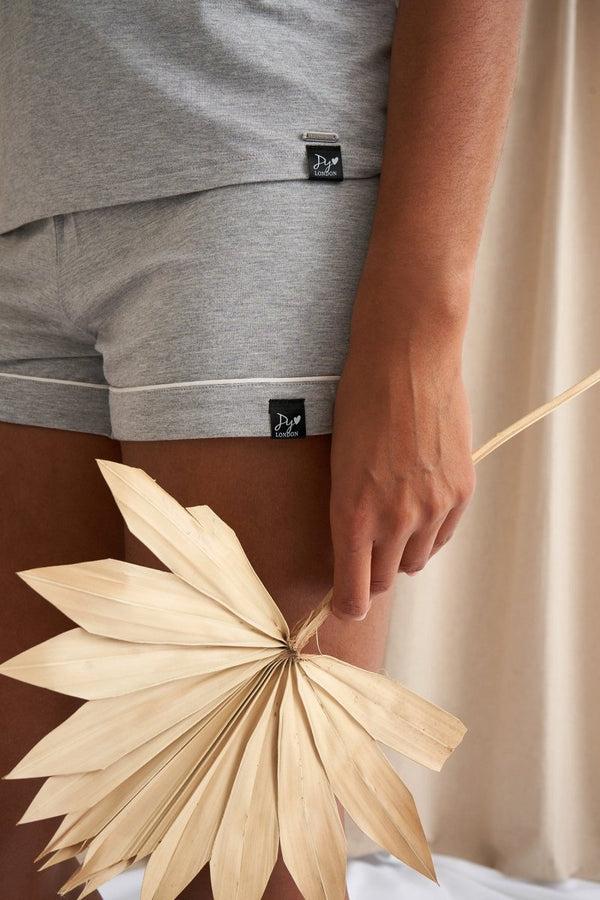 Pretty You Bamboo Cami Short Pajama Set In Gray Marl