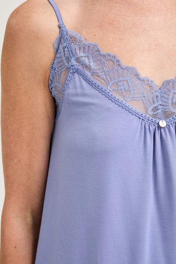 Pretty You Bamboo Lace Cami Short Pajama Set In Heather