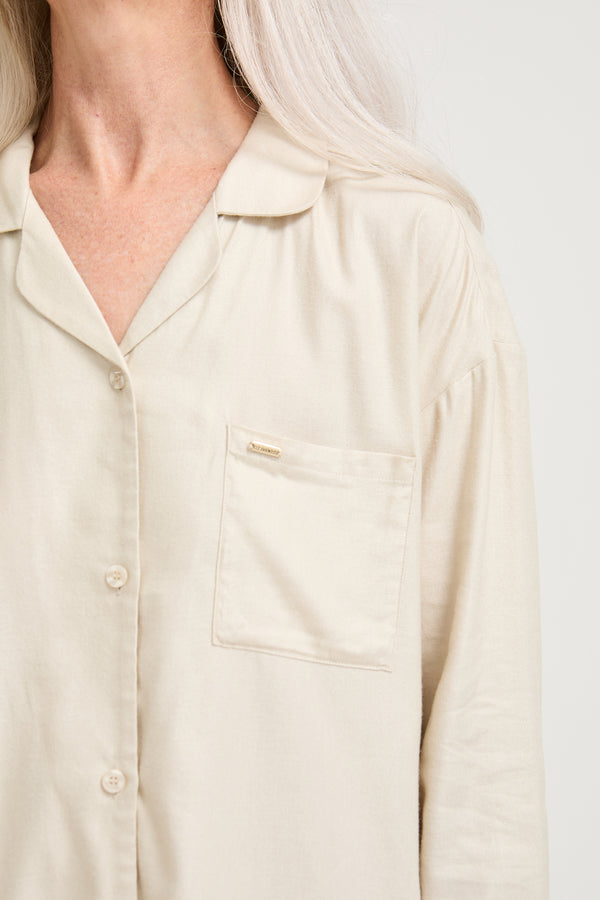 Pretty You Cotton Modal Relaxed Nightshirt In Natural