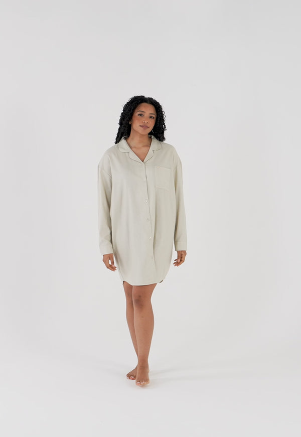 Pretty You Cotton Modal Relaxed Nightshirt In Natural