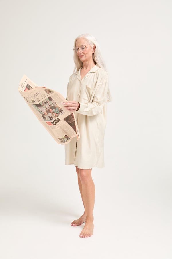 pretty you Cotton Modal Relaxed Nightshirt in Natural