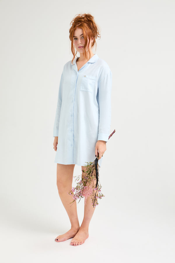 pretty you Cotton Modal Relaxed Nightshirt in Sky Blue