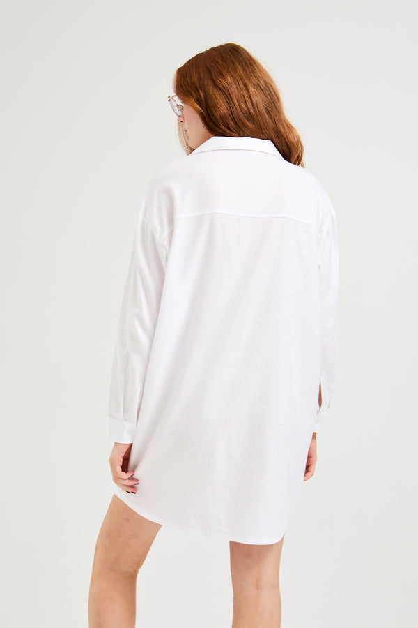Pretty You Cotton Modal Relaxed Nightshirt In White