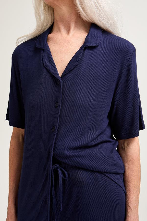 Pretty You EcoVero Ribbed Shirt Capri Set In Midnight