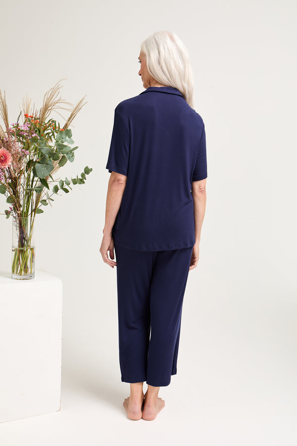 Pretty You EcoVero Ribbed Shirt Capri Set In Midnight