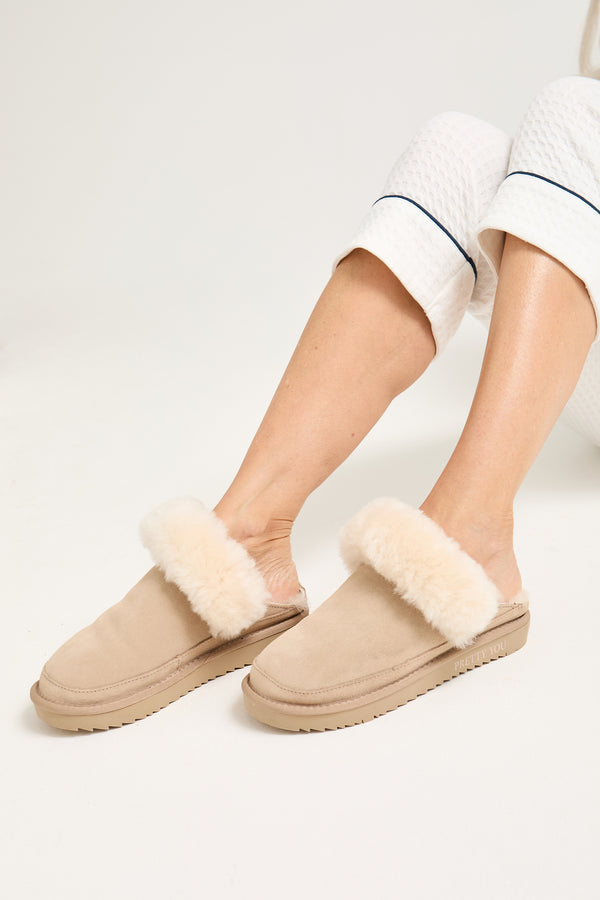 Pretty You Hallie Sheepskin Multiway Slippers In Beige