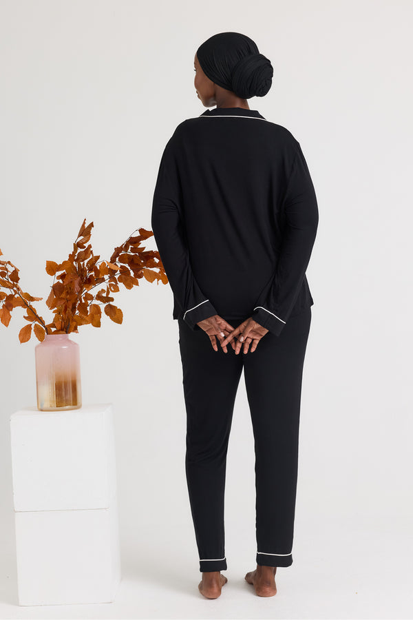 Pretty You His And Hers Bamboo Pajama Sets In Black