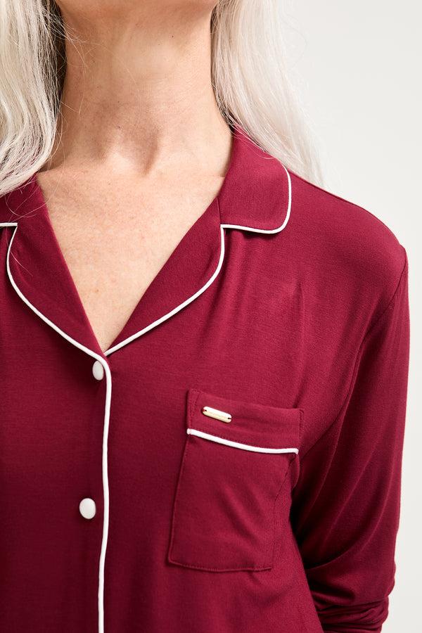 Pretty You His And Hers Bamboo Pyjama Sets In Claret