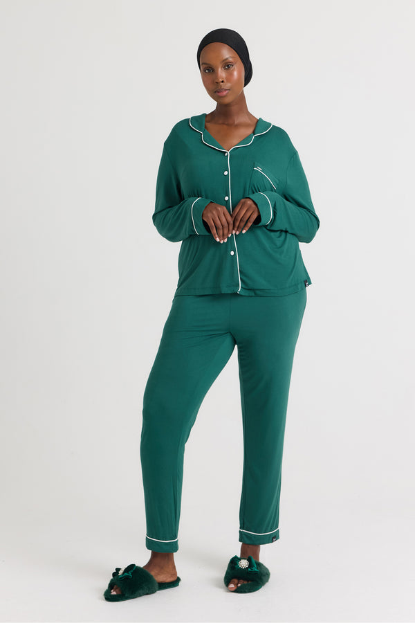 Pretty You His And Hers Bamboo Pyjama Sets In Green