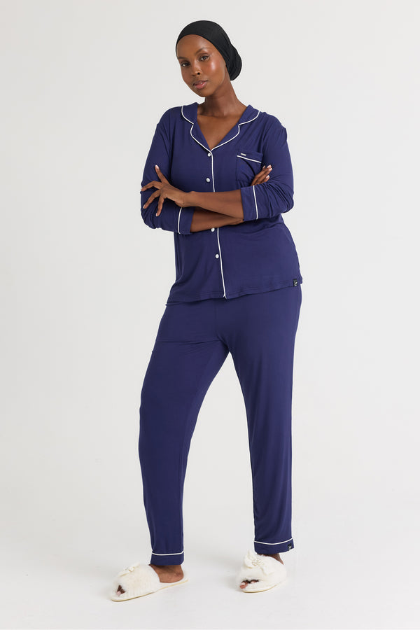 Pretty You His And Hers Bamboo Pyjama Sets In Midnight