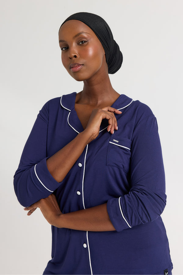 Pretty You His And Hers Bamboo Pyjama Sets In Midnight