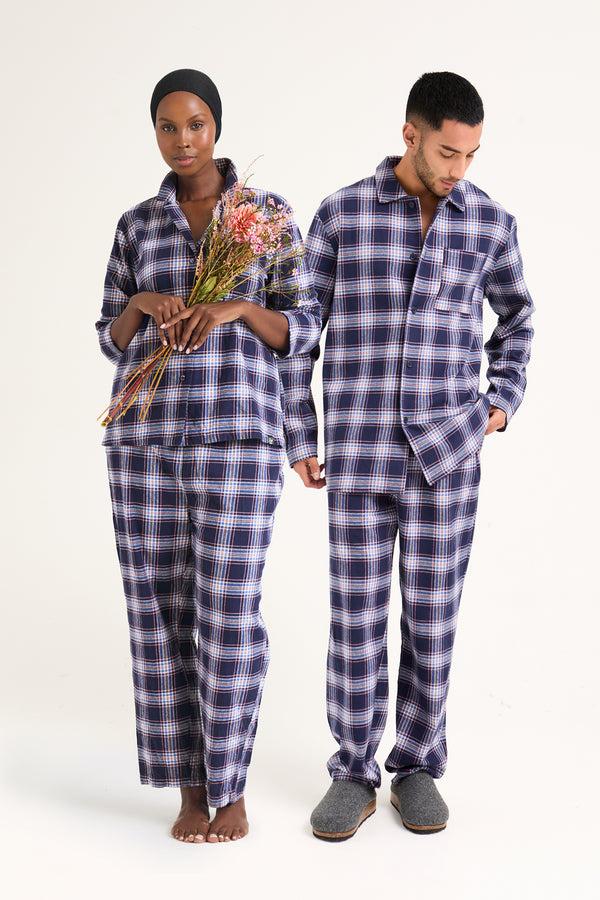 Pretty You His And Hers Plaid Pyjama Sets In Midnight