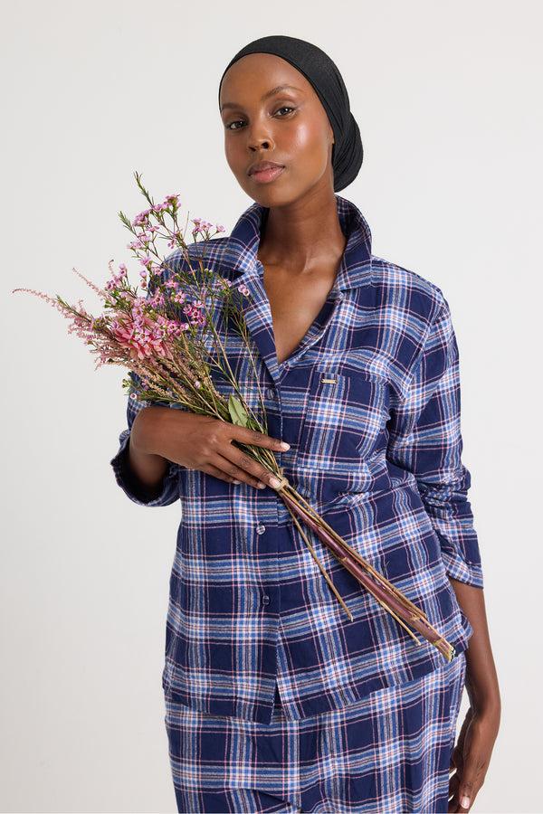 Pretty You His And Hers Plaid Pyjama Sets In Midnight