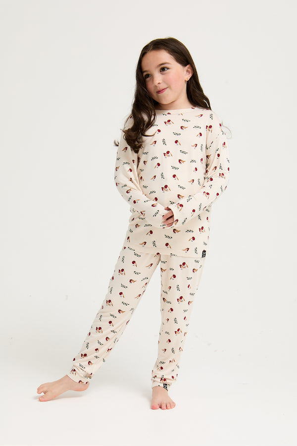 pretty you Little You Bamboo Festive Pyjama Set in Robin Print