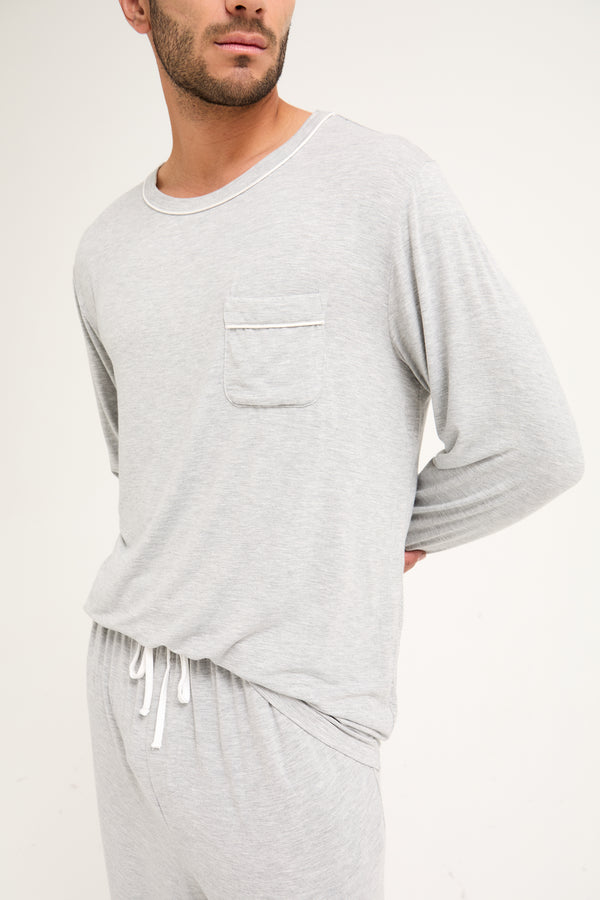 Pretty You Mister You Bamboo Pyjama Set In Grey Marl