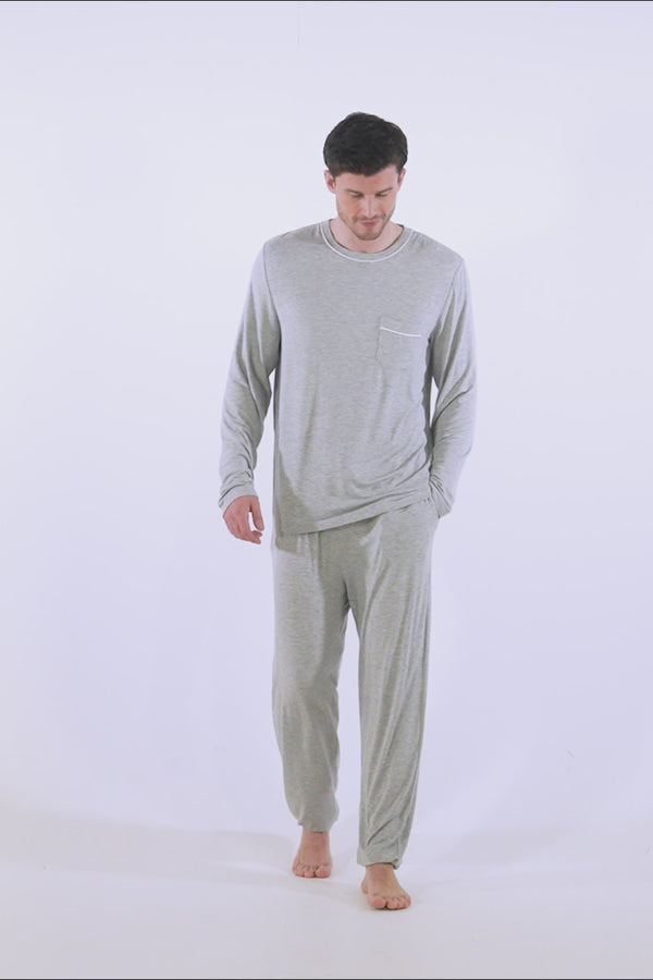 Pretty You Mister You Bamboo Pyjama Set In Grey Marl