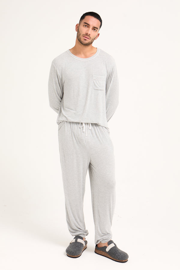 pretty you Mister You Bamboo Pyjama Set in Grey Marl