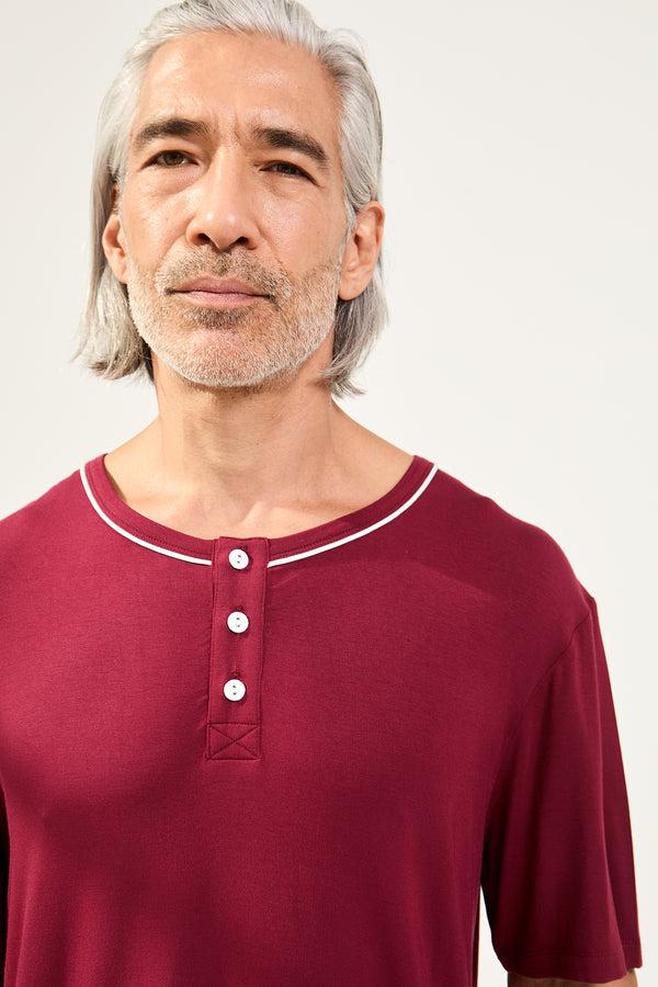 Pretty You Mister You Bamboo Short Pyjama Set In Claret