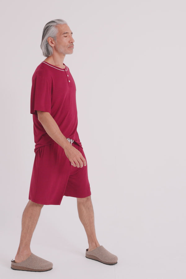 Pretty You Mister You Bamboo Short Pyjama Set In Claret