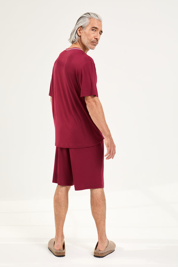 Pretty You Mister You Bamboo Short Pyjama Set In Claret