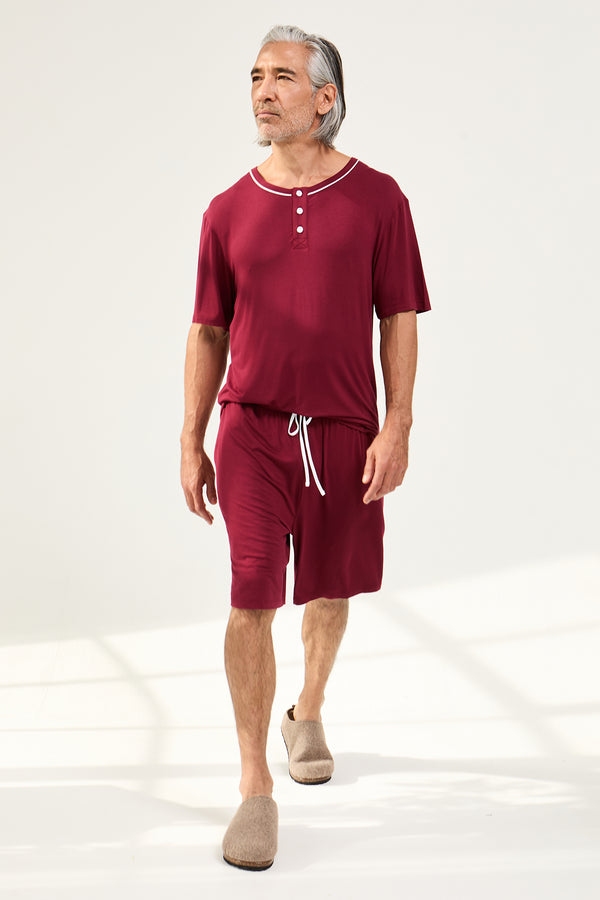 pretty you Mister You Bamboo Short Pyjama Set in Claret