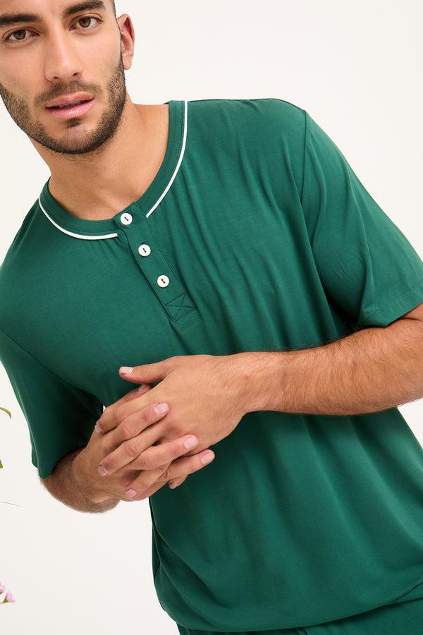 Pretty You Mister You Bamboo Short Pyjama Set In Green