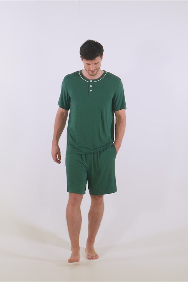 Pretty You Mister You Bamboo Short Pyjama Set In Green
