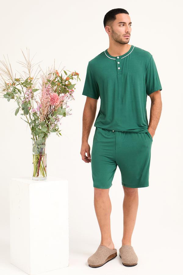 pretty you Mister You Bamboo Short Pyjama Set in Green