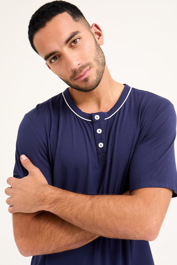 Pretty You Mister You Bamboo Short Pyjama Set In Midnight