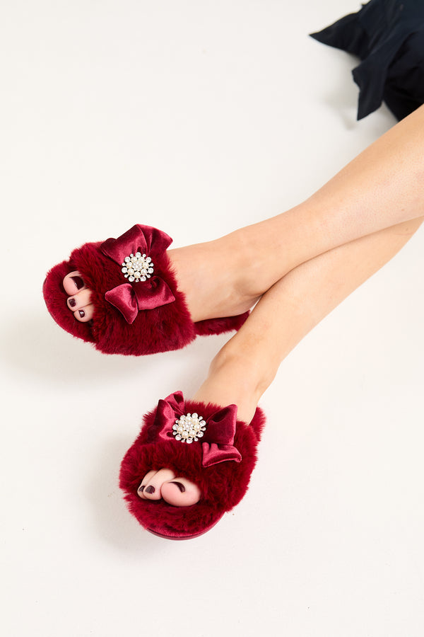 pretty you Anya Slippers in Red