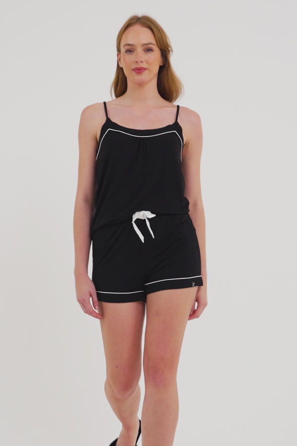 Pretty You Bamboo Cami Short Pajama Set In Black
