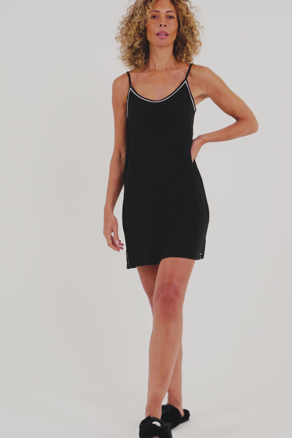 Pretty You Bamboo Chemise Nightdress In Black