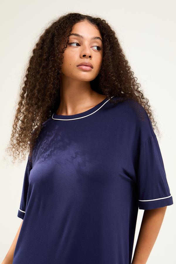 Pretty You Bamboo Classic Tee Dress In Midnight