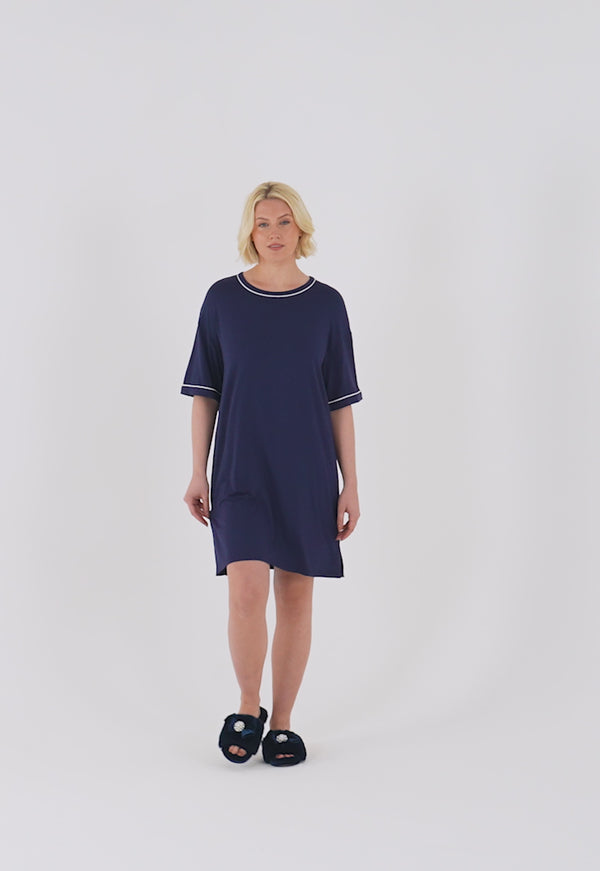 Pretty You Bamboo Classic Tee Dress In Midnight